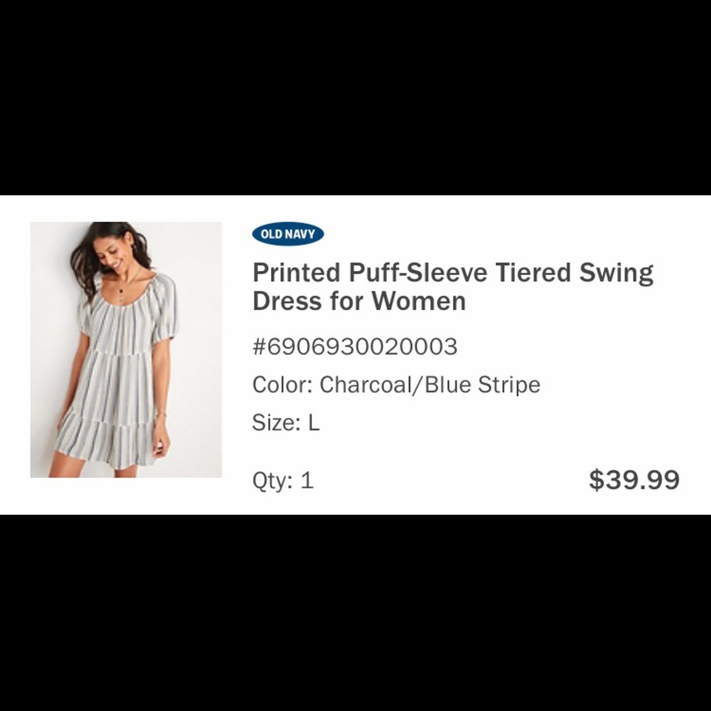 NWT Printed Puff Sleeve Tiered Swing Dress
